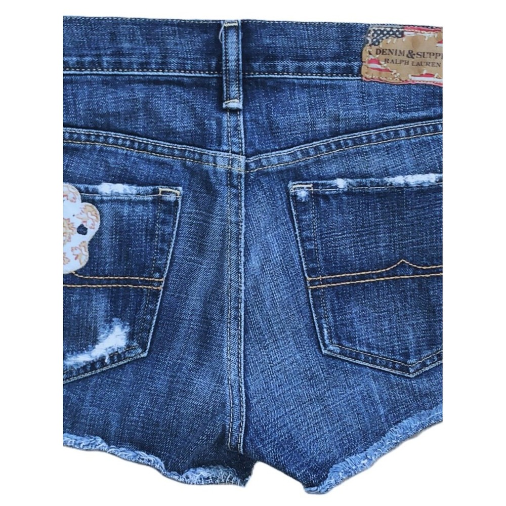 RALPH LAUREN Distressed Floral Patchwork Jean Shorts Denim Supply Boyfriend 27w - Picture 9 of 14